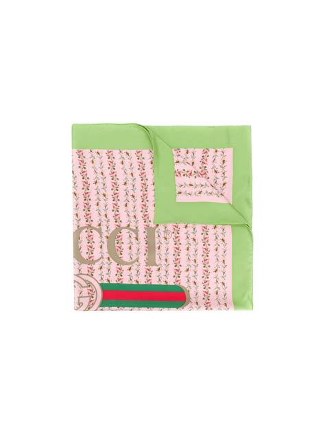 gucci gucci logo roses print scarf|Gucci Logo Rose Print Silk Scarf .